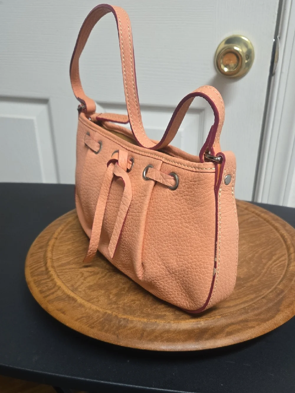 D&B Peach Leather Shoulder Bag - Women - Picture 2 of 8